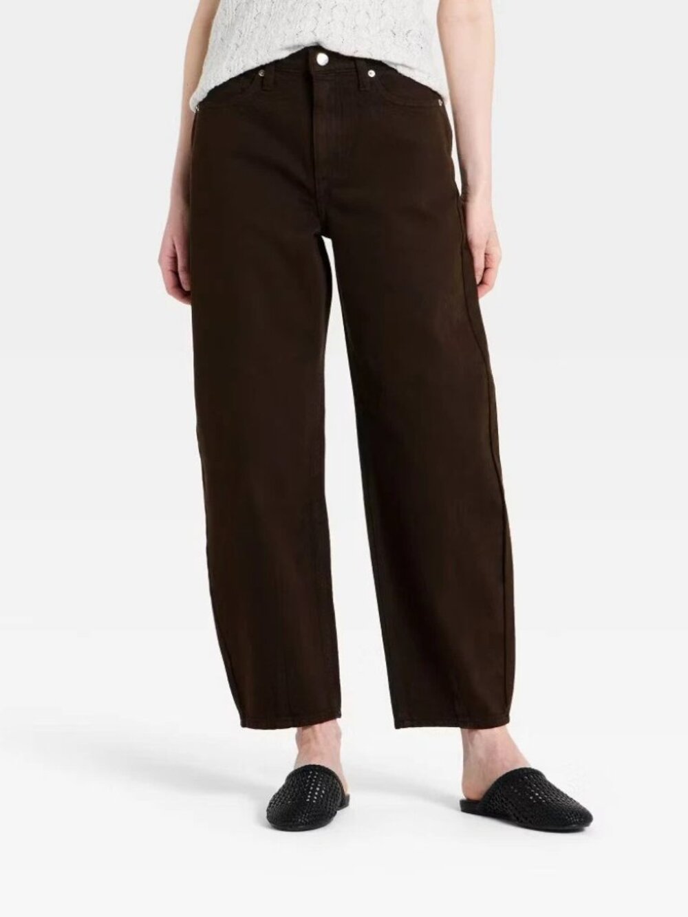 NWT Women's Universal Thread Size 8 High-Rise Easy Barrel Brown Denim Jeans